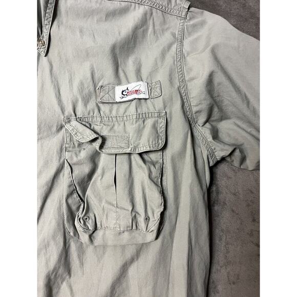 World Wide‎ Sportsman Mens L Vented Fishing Shirt Short Sleeve Button Khaki - Picture 3 of 6